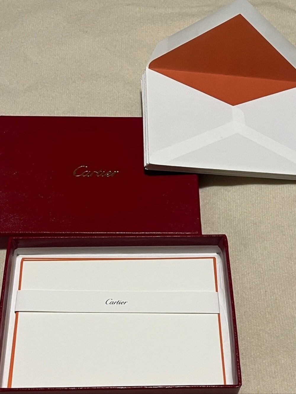 AUTHENTIC Cartier Paris Stationery Set in Original Red & Gold Box, circa 1990s